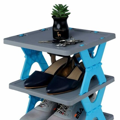 Plastic Folding Shoe Organiser 4-Layer